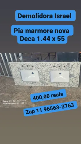 Pia mármore banheiro 2 cubas nova