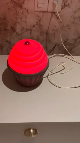 Luminária / Abajur kupcake rosa da Imaginário