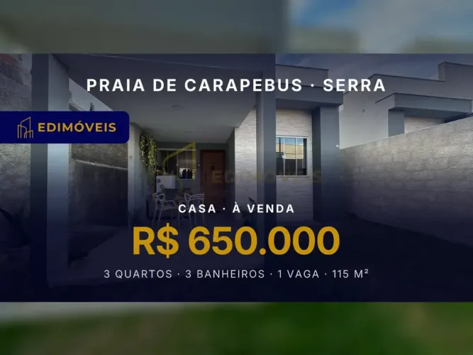 Casa Moderna em Praia de Carapebus  Serra/ES, 3 Quartos e Área Gourmet