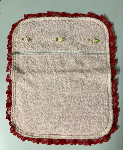 Toalha Necessaire Porta Escova de Dentes Rosa com Vermelho (Novas)