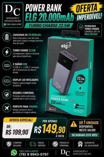 ? Power Bank ELG 20.000mAh - Turbo Charge 22,5W