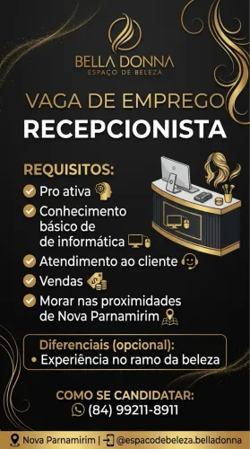Contrata-se recepcionista