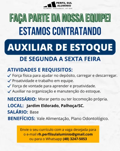 Auxiliar de Estoque e Expedição - Palhoça