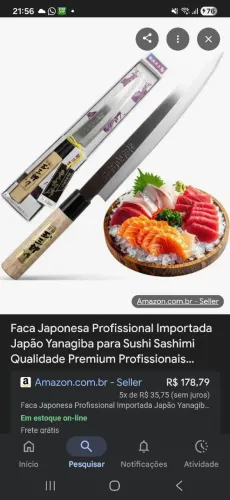 Yanagiba Faca sashimi semi nova 