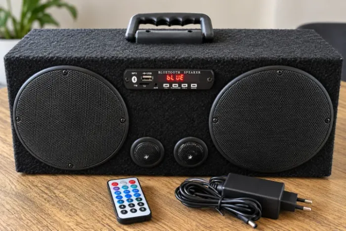 Caixa de Som Bluetooth Artesanal 120W RMS + Controle e Fonte