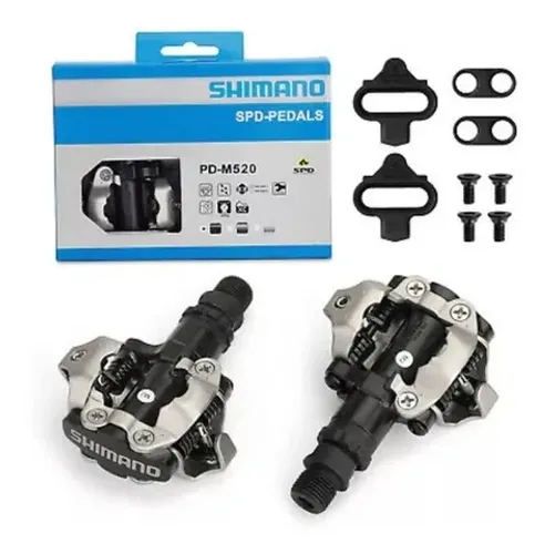  Pedal Shimano Pd-m520 Mtb Preto Com Tacos Original Na Caixa