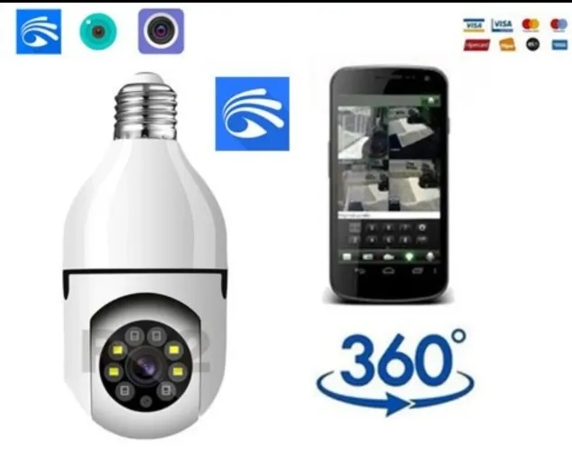 Lâmpada Câmera Wi-fi, V360, Alarme, Áudio, Visão Noturna.