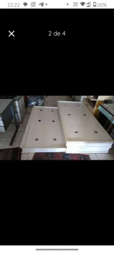 Cama de solteiro com bicama, padrão marcenaria, madeira 88 cm