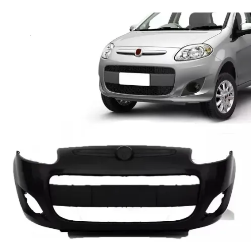 Parachoque Dianteiro Fiat Palio Novo 2012 a 2017 - Preto Liso - Furo Farol Auxiliar