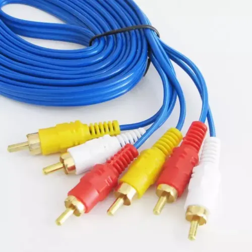 Cabo 3 RCA X 3 RCA reforçado AV azul com 3 metros
