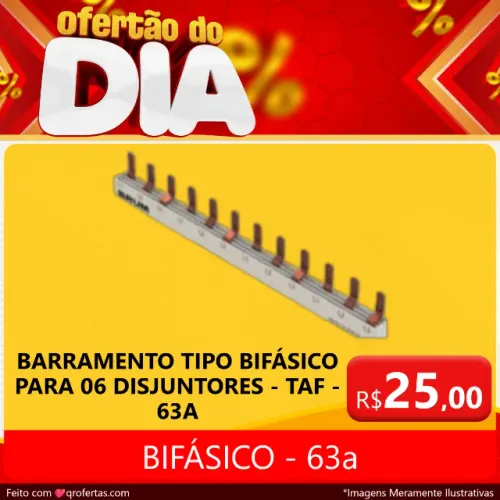 Barramento tipo pente bifásico para 06 disjuntores 