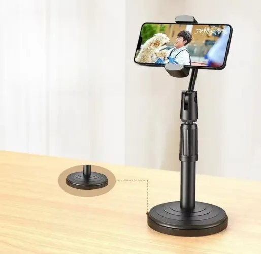 Suporte Tripé Para Mesa Com  Mini Pedestal Ajustável 360° Ideal Para Gravação de Videos