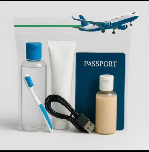 Saco zip transparente para viagens 