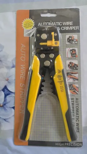 Alicate Automático Ajustável Desencapador E Crimpador De Fios Amarelo profissional