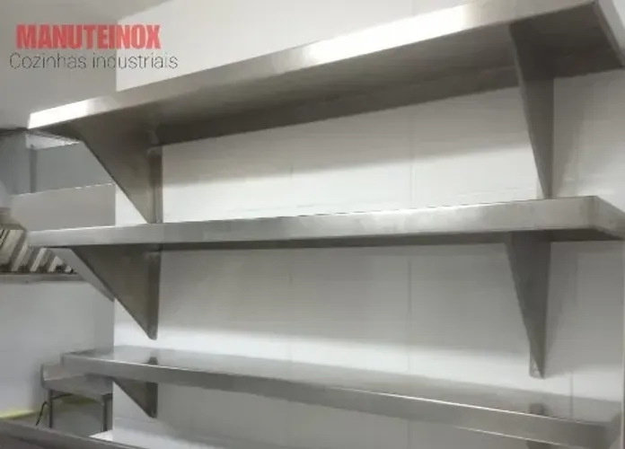 Prateleira em aço inox sob medida inoxidável mobiliário industrial