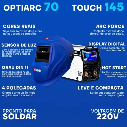 Máquina De Solda Eletrodo 140a Touch 145 + Máscara Solda Aut Boxer - Parcelado em até 10x