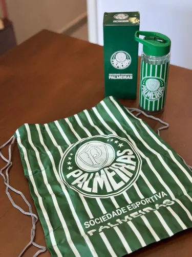 Kit Palmeiras: Saco, Garrafa e Caixa Personalizados