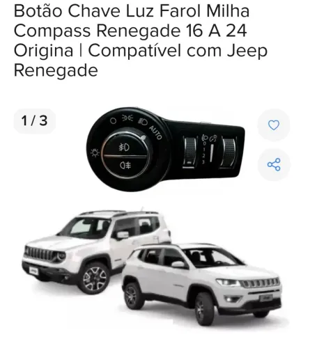 Botão chave luz farol do jeep Renegade e Compass 
