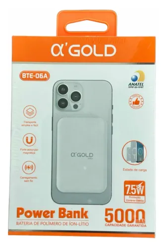 Bateria de indução - Power Bank Magnético 5000mAh 