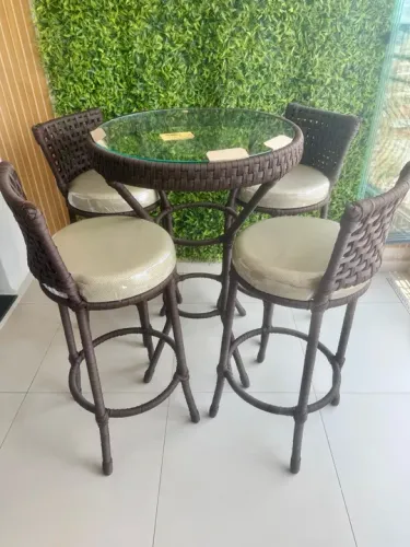 Conjunto de Mesa e Cadeiras em tricô nautico 2690