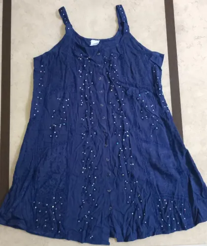 NOVO COM PEQUENO DEFEITO Vestido Alças Indiano Azul GG Amarração nas costas