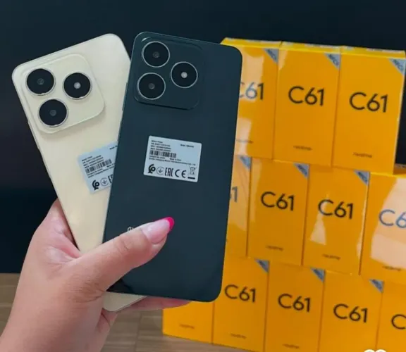 Celular Novo - Linha Realme - 256Gb/8Ram - NFC C61 - Dourado - Verde 