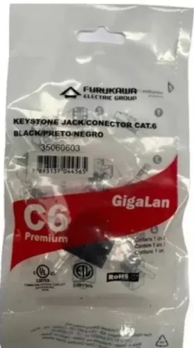 Conector Furukawa Keystone Cat.6 GigaLan Preto