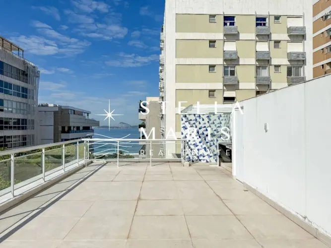 Leblon, Cobertura duplex com 330 m2, área externa com vista mar, 3 quartos e 2 vagas locaç