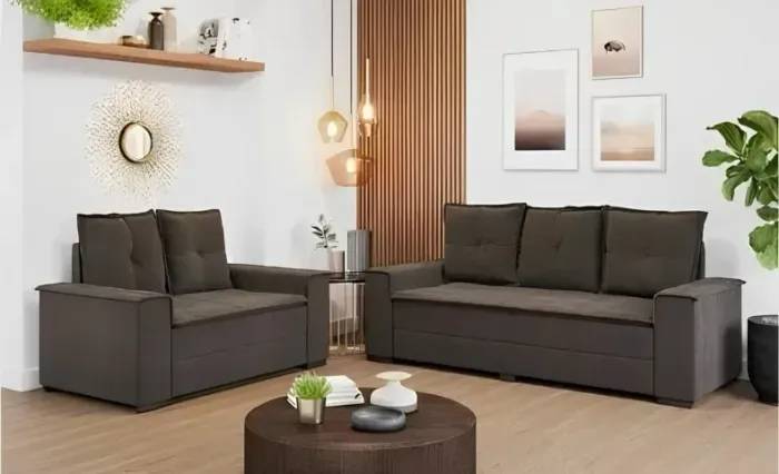 Queimão Sofá Barcelona 2 e 3 lugares marrom