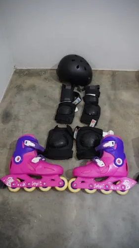 Kit Completo de Patins Infantil Play Oxelo e Equip de Segurança de 30/32 BR
