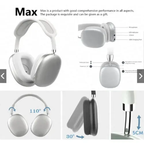Fone De Ouvido Sem Fio Bluetooth AirPods Max P9 Top Headphone Para Android E IOS Recarregá