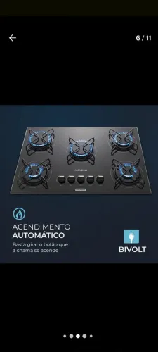 Cooktop a Gás 5 Bocas NOVO Mondial com Acendimento Automático