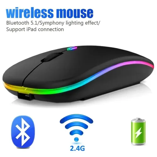 Mouse Sem Fio RGB - Bluetooth 5.1 recarregavel - Iluminação Symphony