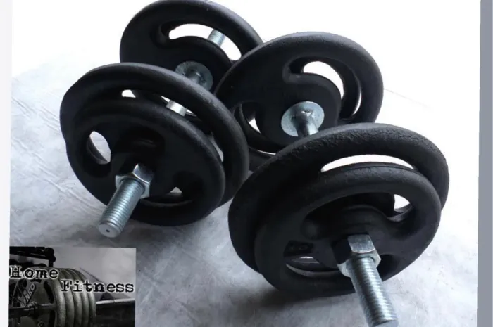 Kit treino Musculação com 20 kg de Anilhas e 2 barras maciças