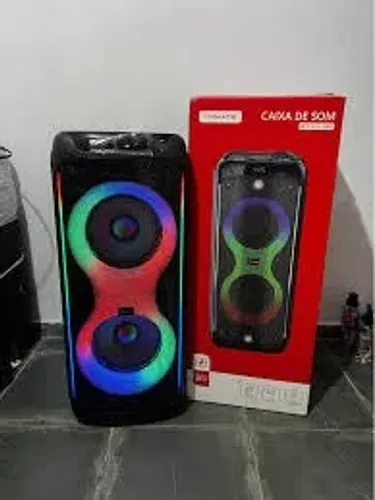 Caixa de Som Karaokê Grande Bluetooth 2 Microfone sem Fio Rodinhas 3000w de Potencia