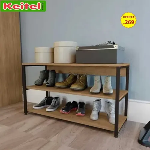 Sapateira 3 Prateleiras Freijó / Preto Fosco