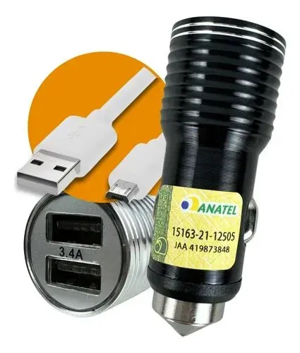 Carregador USB Veicular 3.4A