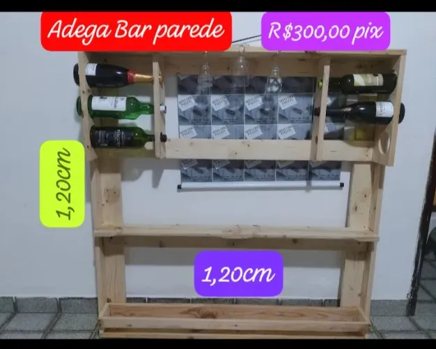 Adega Bar de Parede em Madeira - Baixeiiiiiiiiii 