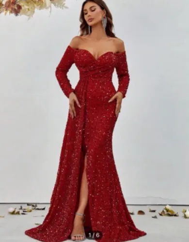 Vestido longo vermelho de festa