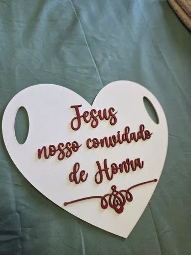 Placa para casamento em MDF - Jesus nosso convidado de honra