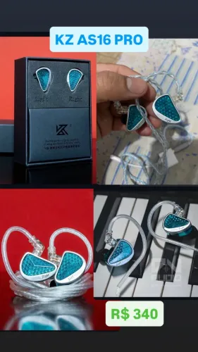 KZ AS16 PRO , fone profissional 16 drivers retorno de palco e gamer 