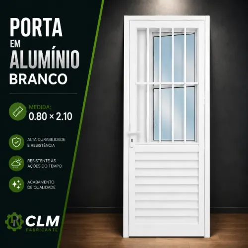Porta de Alumínio Branco C/Grade: 660,00 avista