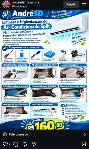 Limpeza e higienização de ar-condicionado