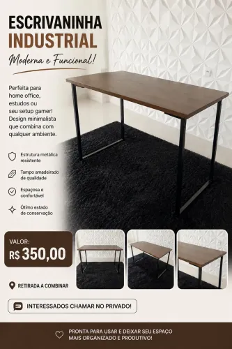 Escrivaninha Industrial Moderna - Home Office / Gamer ?