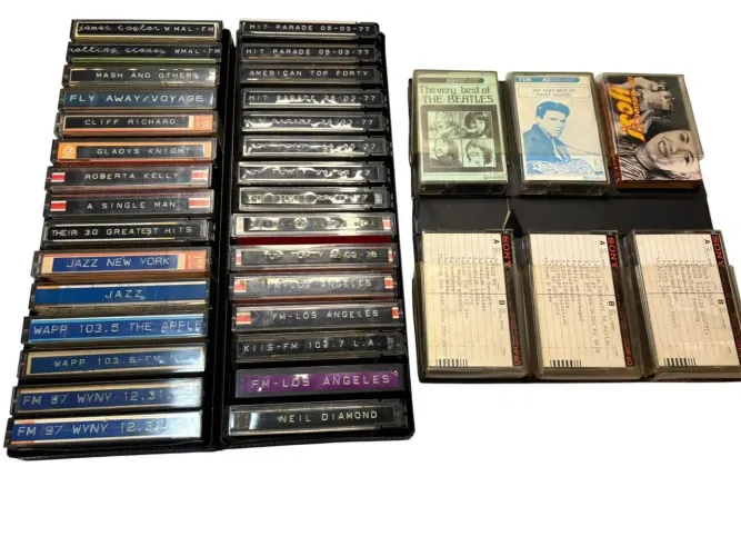 36 fitas k7 sony, tdk, maxell...com gravações beatles, elvis, rita lee...