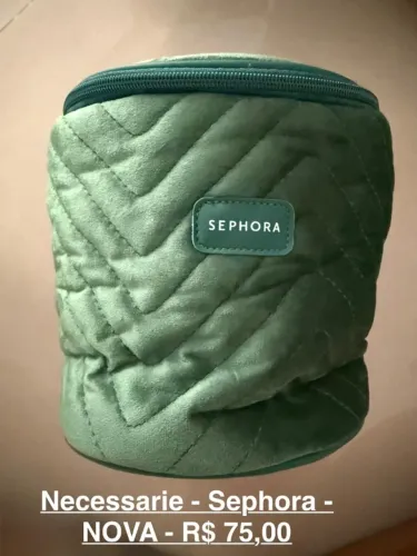 necessaire puff sephora veludo verde - NOVA