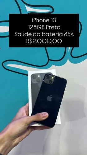 Seminovo: iPhone 13 128GB / Preto / Saude de Bateria 85% - Loja Fisica