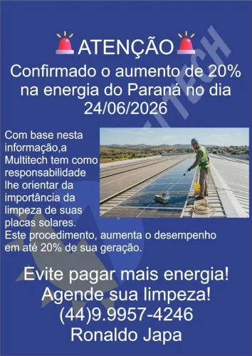 Limpeza de placas de energia solar 