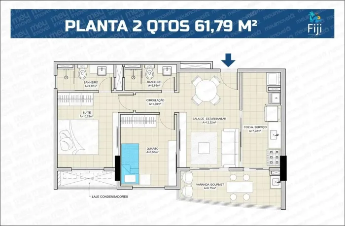 Fiji Residence | 10º Andar Nascente | 2 Vagas | Chave R$ 120 Mil