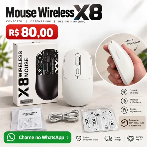 Mouse Wireless X8 Branco